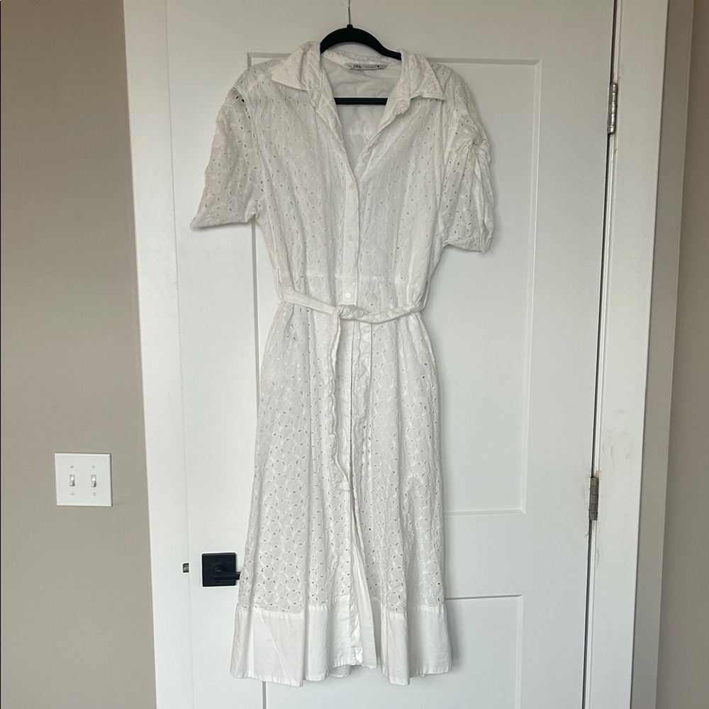 Zara White Eyelet Dress